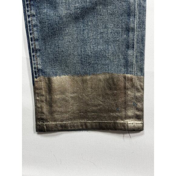 Rag & Bone Women's Metallic Ankle Straight Crop Blue Denim Jeans - 26 (27x27.5) - Picture 2 of 6